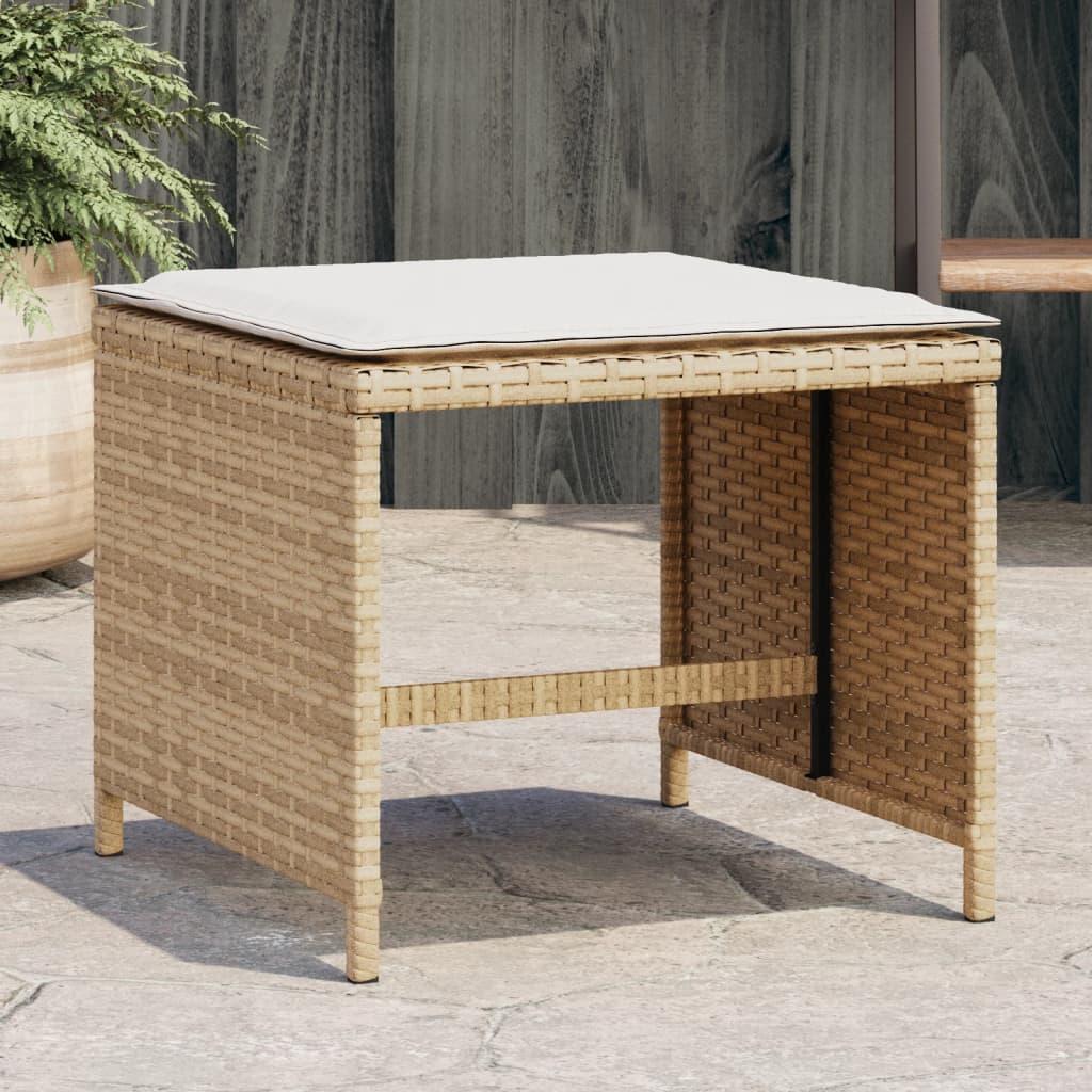 Haveskamler 4 stk. med hynder 41x41x36 cm polyrattan beige