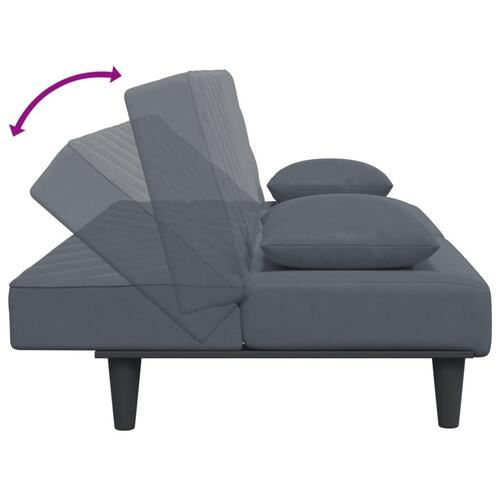 2 personers sofa med puder velour mørkegrå