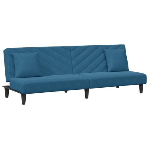2 personers sofa med puder velour blå