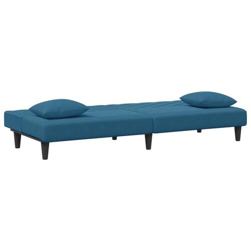 2 personers sofa med puder velour blå