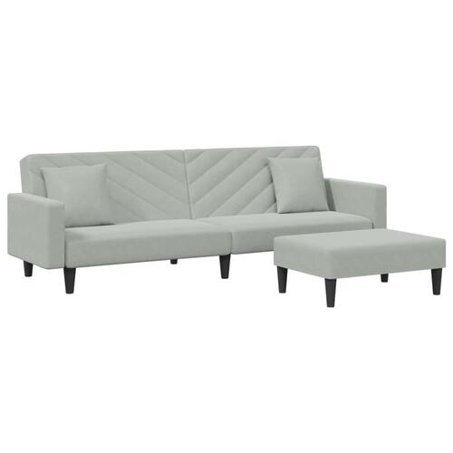 2 personers sofa med puder velour lysegrå
