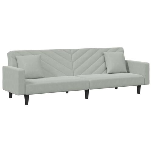 2 personers sofa med puder velour lysegrå