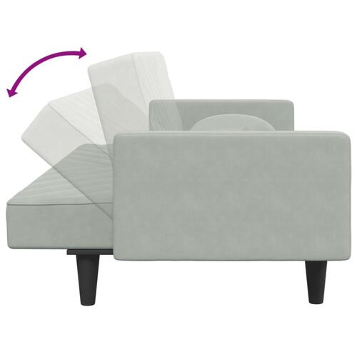 2 personers sofa med puder velour lysegrå