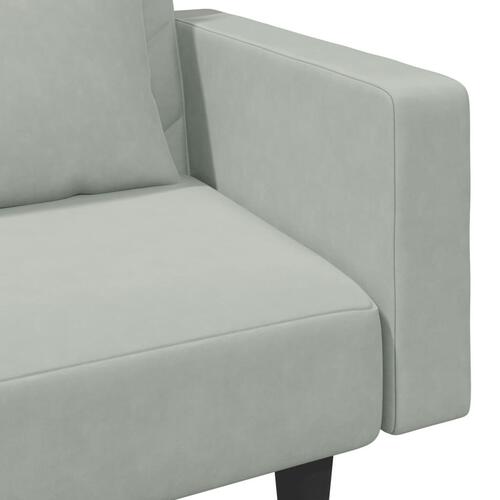 2 personers sofa med puder velour lysegrå