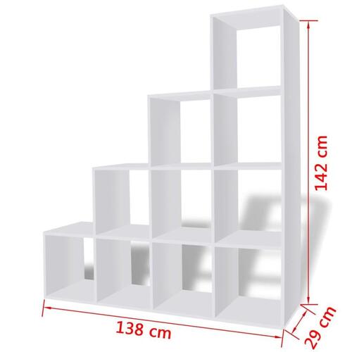 Trappereol/displayreol 142 cm hvid