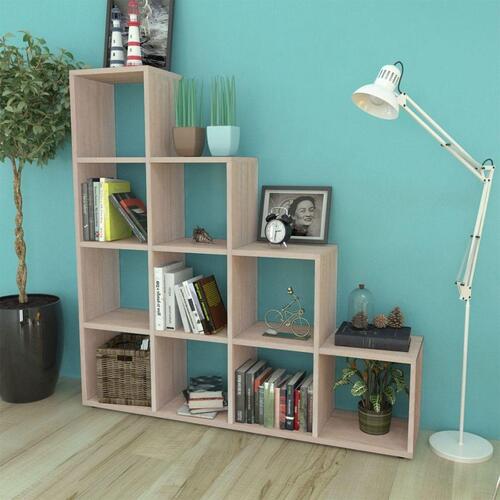 Trappeformet bogreol/displayhylde 142 cm egetræsfarve