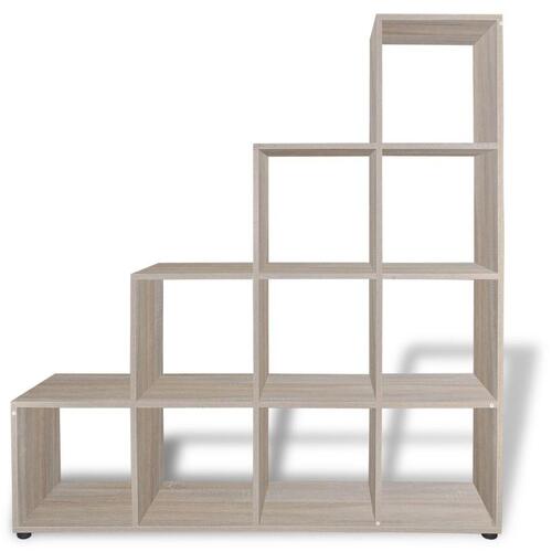 Trappeformet bogreol/displayhylde 142 cm egetræsfarve
