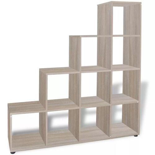 Trappeformet bogreol/displayhylde 142 cm egetræsfarve