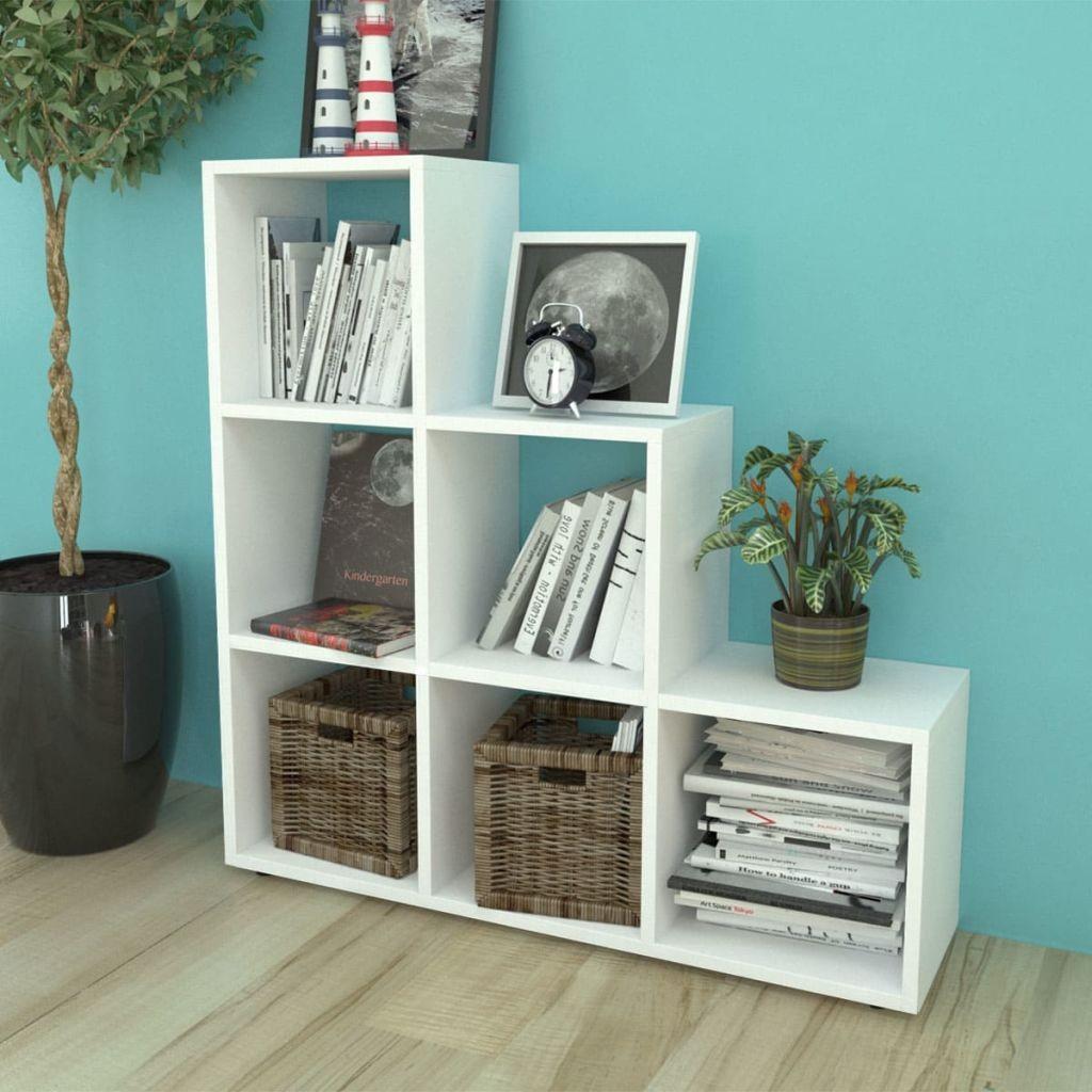 Trappeformet bogreol/displayhylde 107 cm hvid