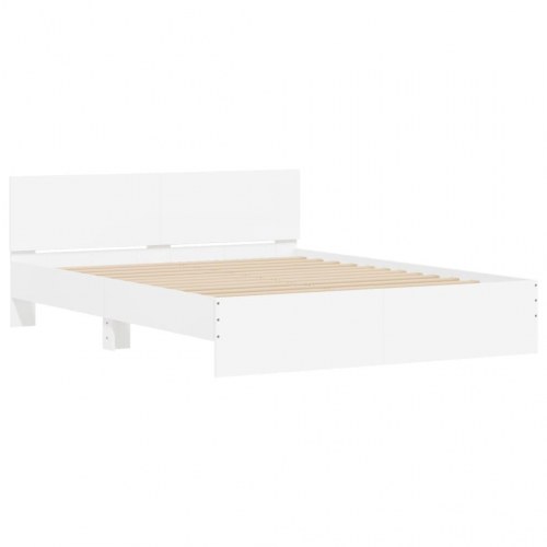 Sengeramme med sengegavl og LED-lys 150 x 200 cm - hvid