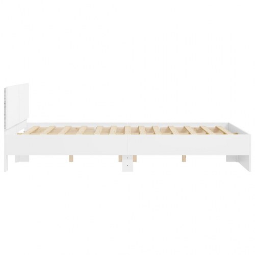Sengeramme med sengegavl og LED-lys 150 x 200 cm - hvid