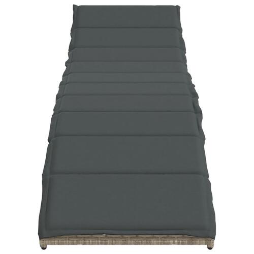 Liggestol med hynde 55x199x50 cm polyrattan lysegrå