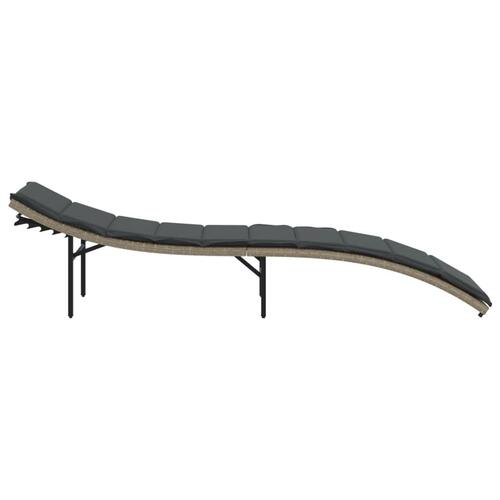 Liggestol med hynde 55x199x50 cm polyrattan lysegrå