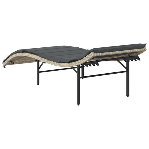 Liggestol med hynde 55x199x50 cm polyrattan lysegrå