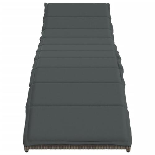 Liggestol med hynde 55x199x50 cm polyrattan grå