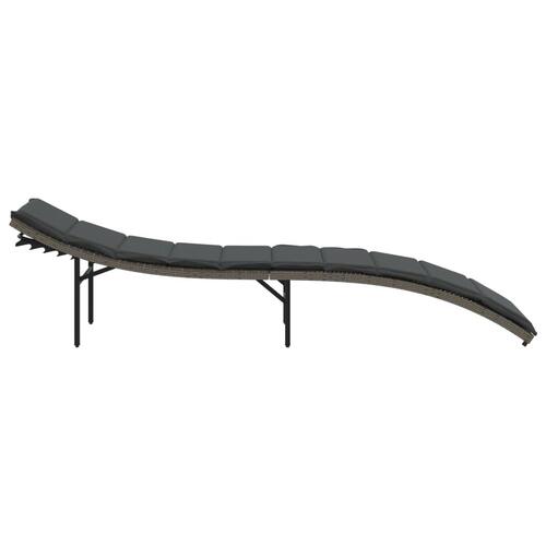 Liggestol med hynde 55x199x50 cm polyrattan grå