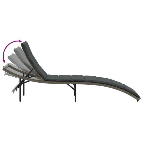 Liggestol med hynde 55x199x50 cm polyrattan grå