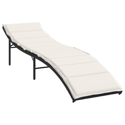 Liggestol med hynde 55x199x50 cm polyrattan sort
