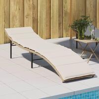 Liggestol med hynde 55x199x50 cm polyrattan beige