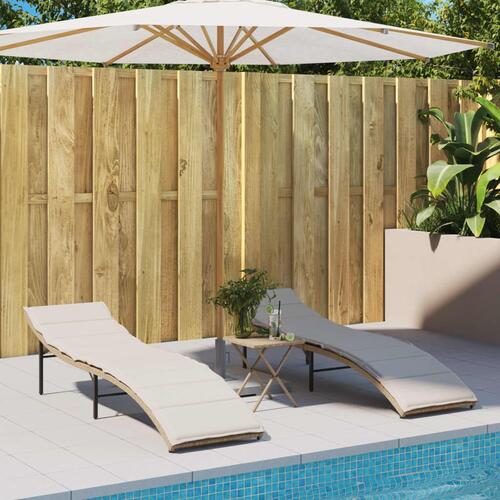 Liggestol med hynde 55x199x50 cm polyrattan beige