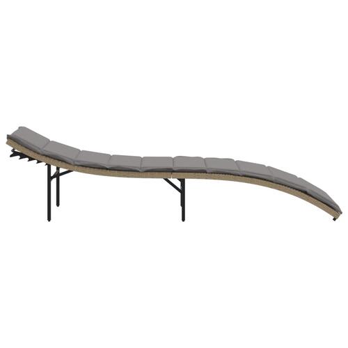 Liggestol med hynde 55x199x50 cm polyrattan beige