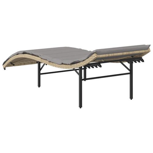Liggestol med hynde 55x199x50 cm polyrattan beige