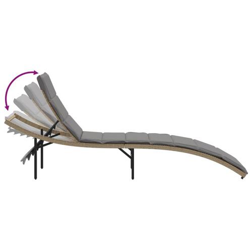 Liggestol med hynde 55x199x50 cm polyrattan beige