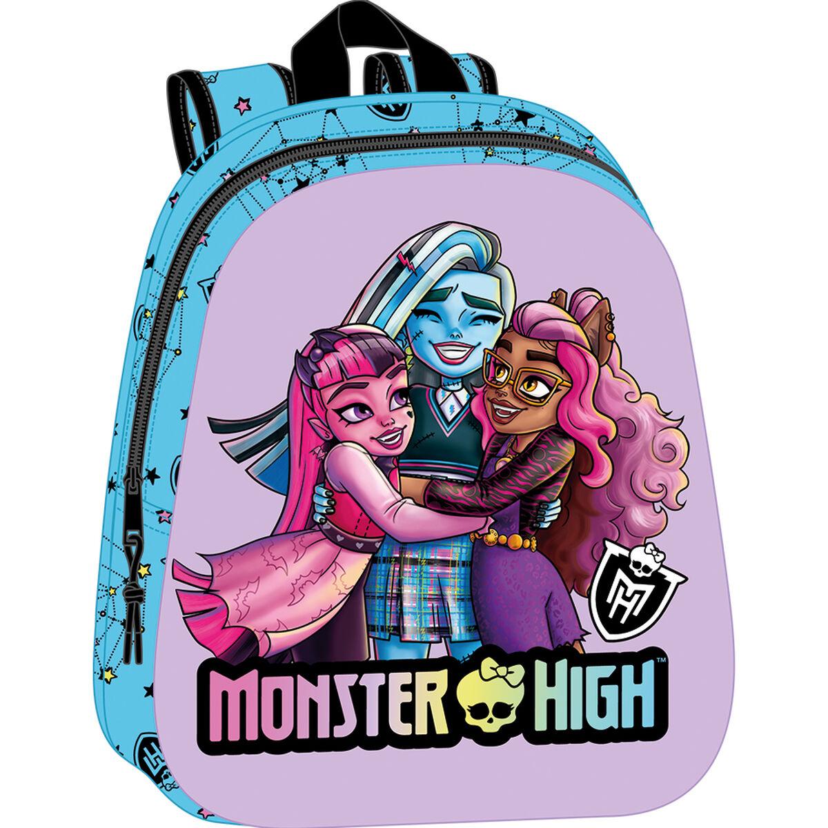 Monster High skoletaske - Blå/Syren 27 × 33 × 10 cm