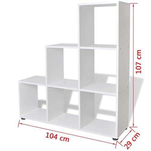 Trappeformet bogreol/displayhylde 107 cm hvid