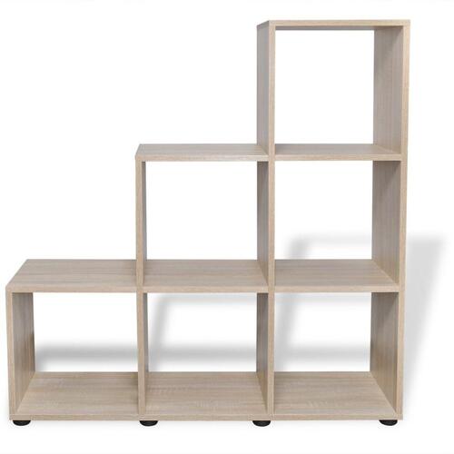 Trappeformet bogreol/displayhylde 107 cm egetræsfarve