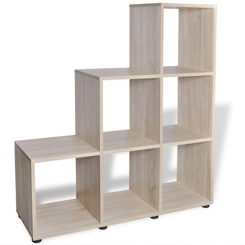 Trappeformet bogreol/displayhylde 107 cm egetræsfarve