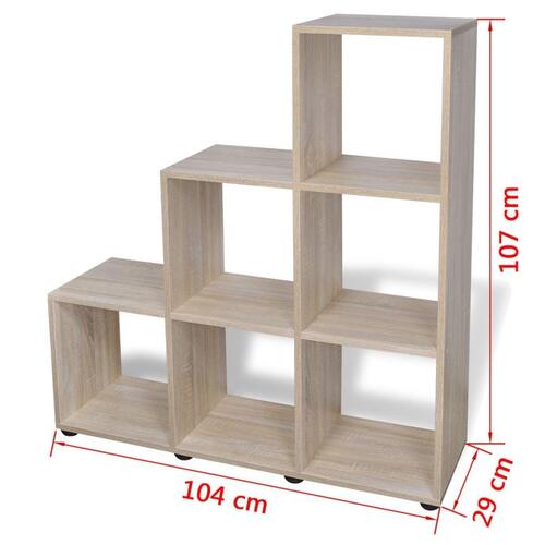 Trappeformet bogreol/displayhylde 107 cm egetræsfarve