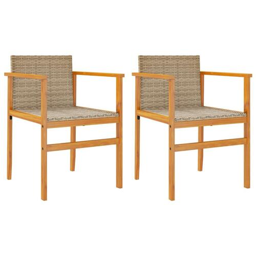 Havestole 2 stk. med hynder polyrattan og massivt træ beige