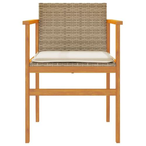 Havestole 2 stk. med hynder polyrattan og massivt træ beige