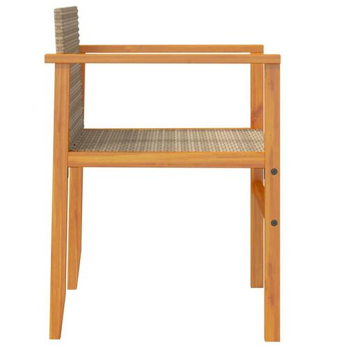 Havestole 2 stk. med hynder polyrattan og massivt træ beige