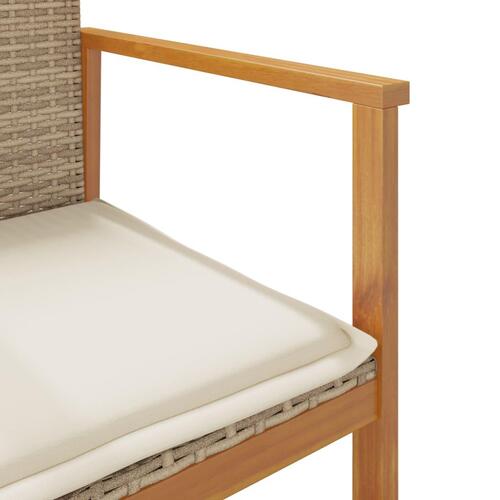 Havestole 2 stk. med hynder polyrattan og massivt træ beige