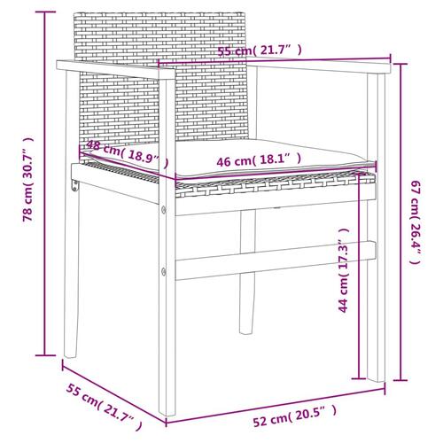 Havestole 2 stk. med hynder polyrattan og massivt træ beige