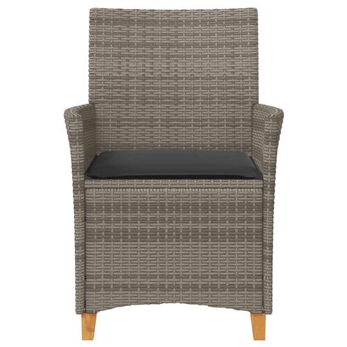Havestole 2 stk. med hynder polyrattan og massivt træ grå