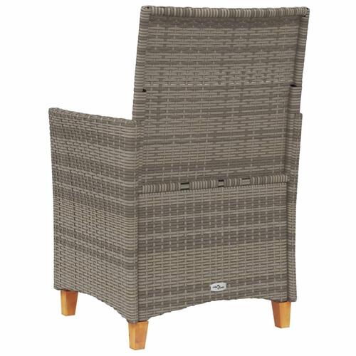 Havestole 2 stk. med hynder polyrattan og massivt træ grå