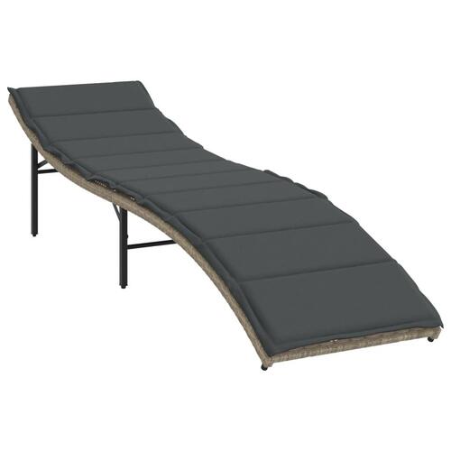 Liggestole 2 stk. med bord polyrattan lysegrå