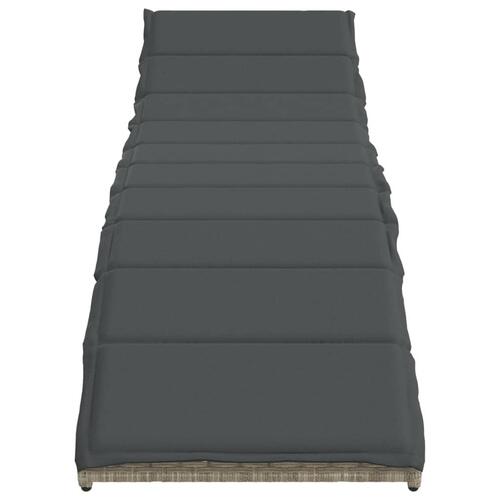 Liggestole 2 stk. med bord polyrattan lysegrå