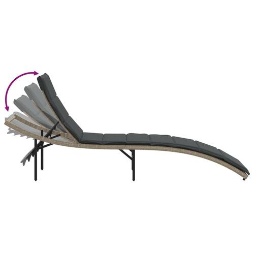 Liggestole 2 stk. med bord polyrattan lysegrå