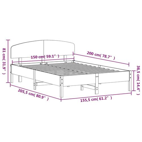 Sengeramme uden madras 150x200 cm massivt fyrretræ