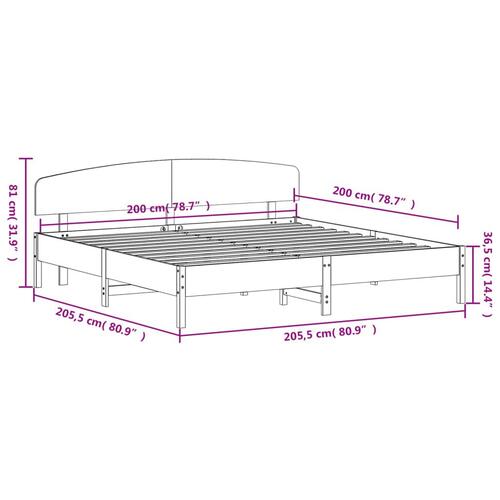 Sengeramme uden madras 200x200 cm massivt fyrretræ