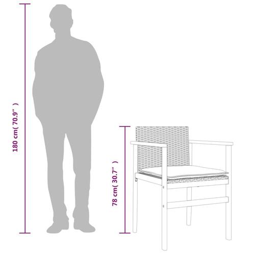 Havestole 2 stk. polyrattan og massivt træ sort