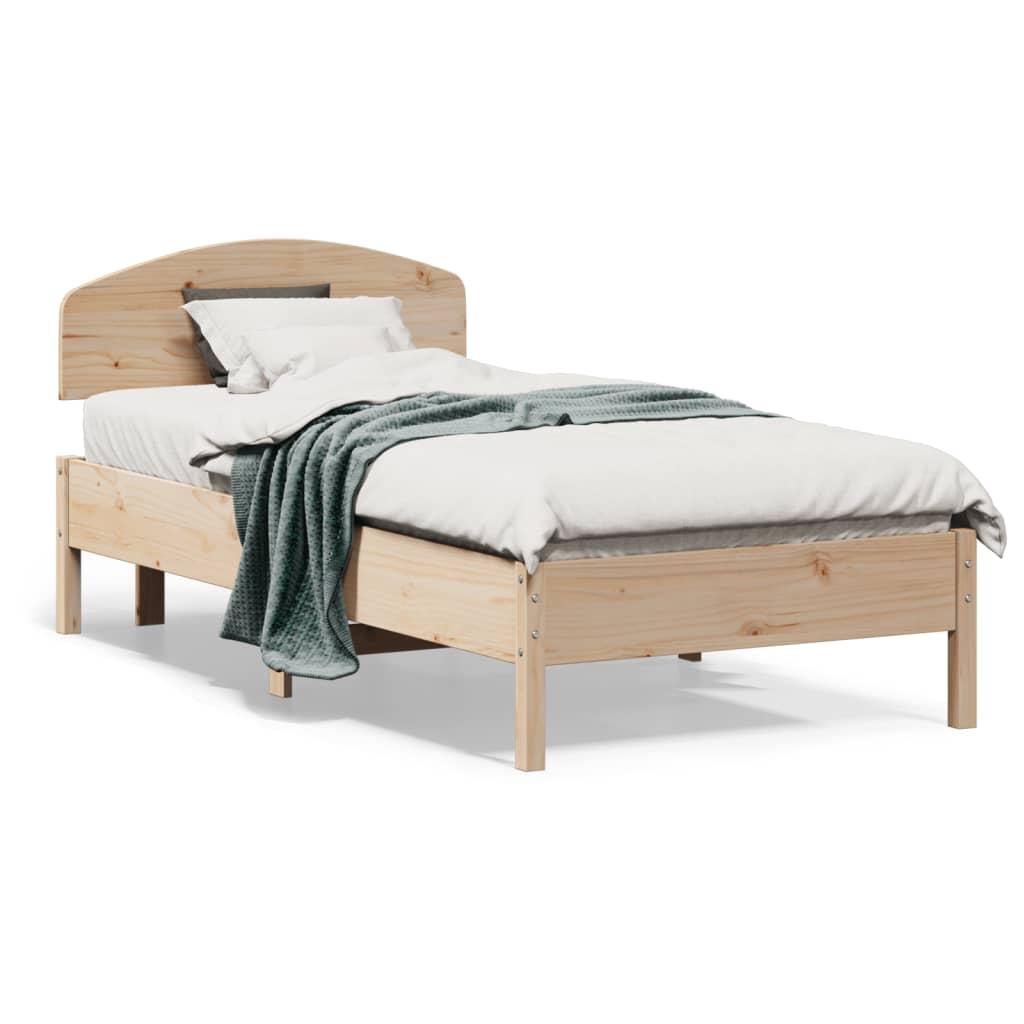 Sengeramme uden madras 75x190 cm massivt fyrretræ billede