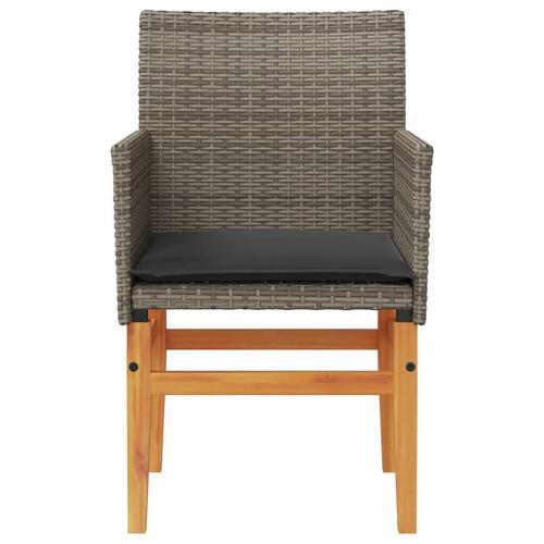 Havestole 2 stk. med hynder polyrattan og massivt træ grå