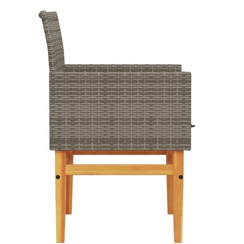 Havestole 2 stk. med hynder polyrattan og massivt træ grå