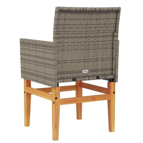 Havestole 2 stk. med hynder polyrattan og massivt træ grå