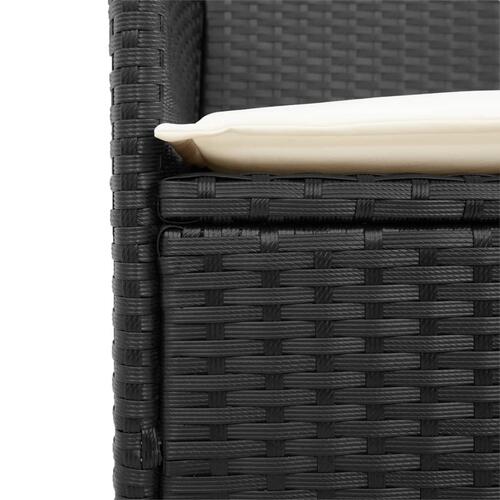 Havestole 2 stk. med hynder polyrattan og massivt træ sort
